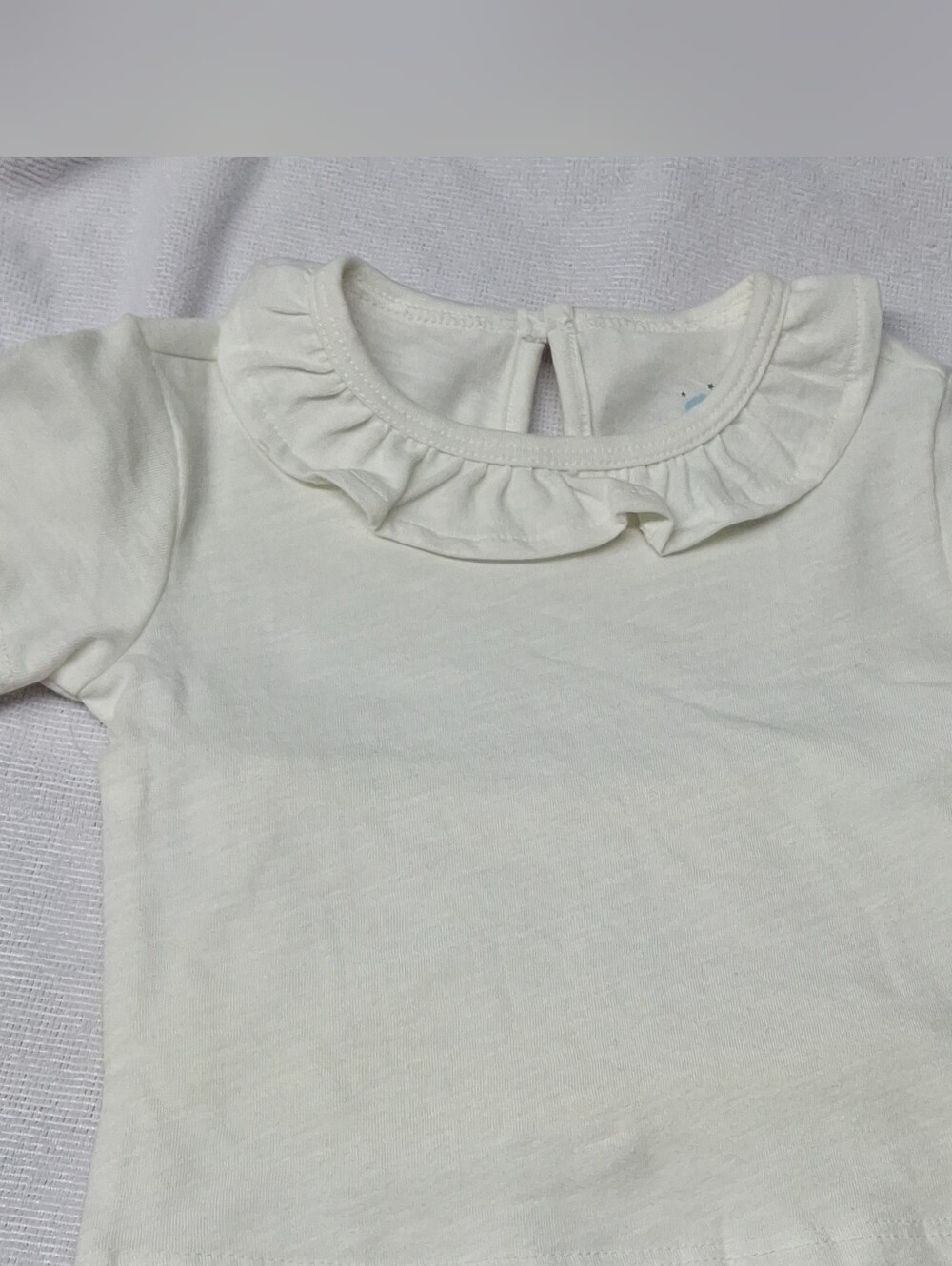 cloud island Cream Ruffle Neck Short Sleeve Tee